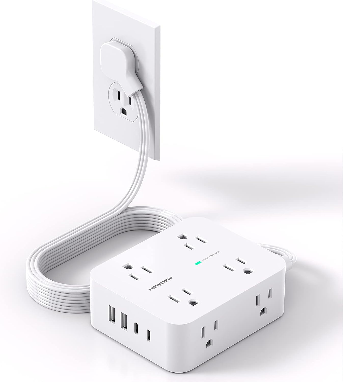Hanycony Surge Protector Power Strip, Extension Cord with Multiple Outlets
